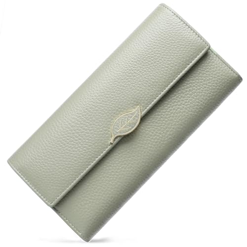 Womens Wallets RFID Blocking Genuine Leather Trifold Wallet for Women Long Clutch Card Large Cute Ladies Wallet