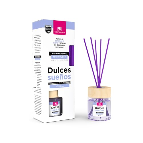 CRISTALINAS | Ambientador Mikado | 100% Puro | Larga Duración 8 Semanas | 35ml | 0% Alcohol (35ml, Dulces Sueños)