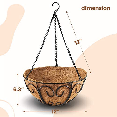 2 Pack Metal Hanging Planter Basket With Coco Coir Liner Chain Round Wire Plant Holder Flower Pots Hanger Garden Decoration Porch Decor Watering Hanging Baskets Indoor Outdoor (Butterfly Shape) #TOP3