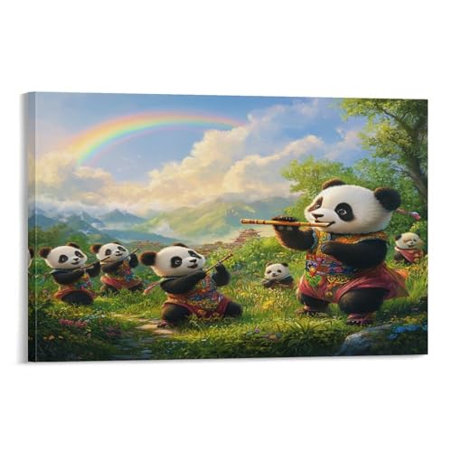 Toile de panda 50 x 75 cm pour créer une ambiance zen et moderne au salon