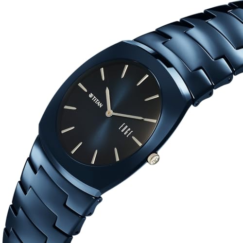 Image of EDGE Titan Fumage Quartz Analog with Blue Dial Blue Ceramic Strap Watch for Men - 10055QC01
