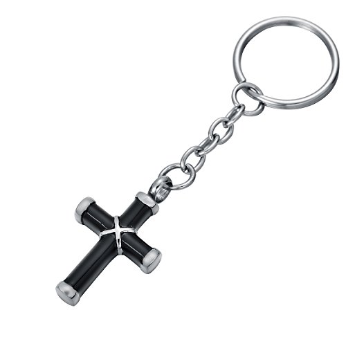 FCZDQ Black Cross Prayer Ash Memorial Keychain, Cremation Jewelry Urn Pendant Keepsake