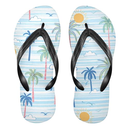 Seagull Palm Cloud Blue Flip Flops for Beach Thong Sandals Anti-slip Lightweight Shower Shoes for Travel Summer Outdoor