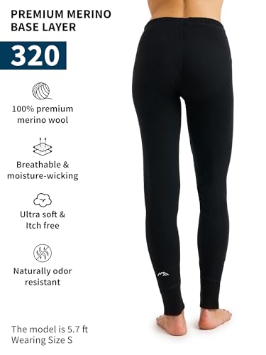 image for Merino.tech Merino Wool Base Layer Women Pants 100% Merino Wool Leggin