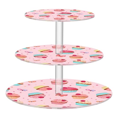 PYBUG Cake 3 Tier Acrylic Cupcake Stands Tower,Dessert Table Display Set for Tea Party,Wedding,Birthday, Baby Shower