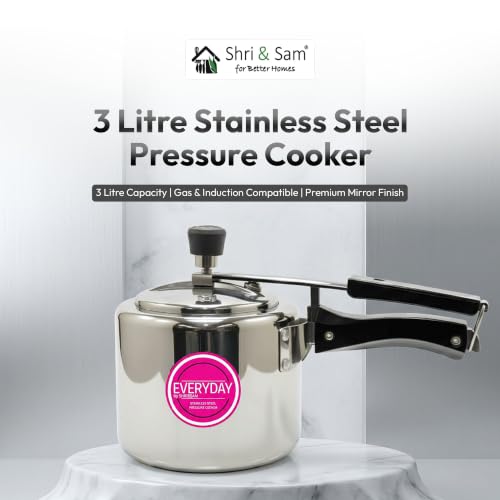 Image of Everyday Stainless Steel 3 Litre Pressure Cooker | Mirror Finish | Inner Lid Design | Gas & Induction Compatible | Durable Food Grade Cooker