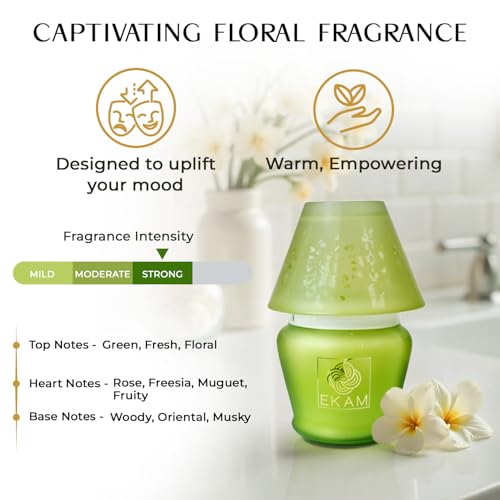 Image of EKAM Scented Frost Glass Lampshade Candle | Jasmine Scented Candle | Luxury Fragrances| Ideal for Home Decor, Aromatherapy & Gifting | 22 Hours Burn time |114 g