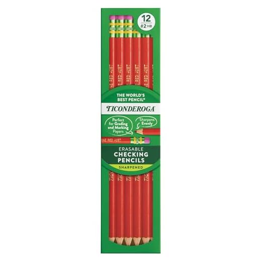 Ticonderoga Erasable Checking Wood-Cased Pencils, Pre-Sharpened, Red, 12 Count