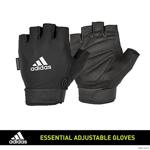 Adidas Essential Adjustable Fingerless Gloves For Men And Women - Padded Weight Lifting Gloves - Adjustable Wrist Straps For Tailored, Secure Fit - White, Small #TOP3
