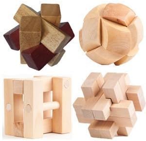 Large Wooden 3D Puzzle 4-Pack Mental Brainteaser #3