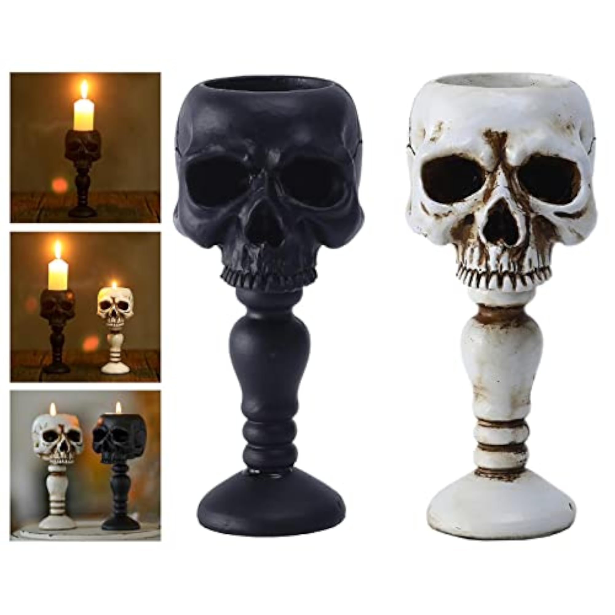 Skull Taper Candle Holder Columnar Stand