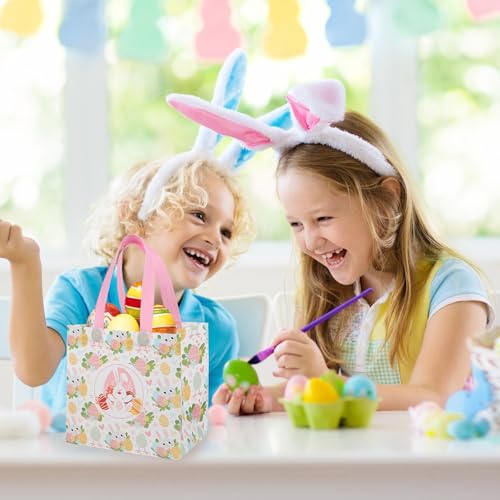 6 Stück Geschenktüten Ostern, Ostertüten zum Befüllen mit Griffen, Multifunktionale Osterkörbe Kinder, Osterkörbchen Kinder für Geschenken, Eiersuche, Partyzubehör, Oster Dekoration Ostergeschenke