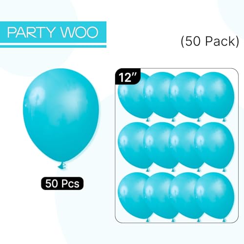 Image of PartyWoo Dark Teal Balloons 50pcs Turquoise Aqua Blue Teal Color 12 Inch | Balloons for Graduation Wedding Bridal Shower Gender Reveal Engagement Birthday Pool Party Decorations Blue-Y17