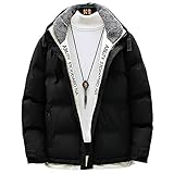 [foveitaa] 冬服 メンズ 防寒 コート 中綿 ジャケット 厚手 防風 防寒 シンプルデザイン 暖かい アウター black M