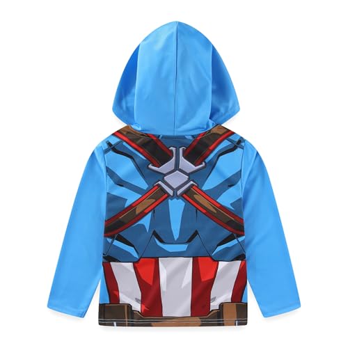 Marvel Avengers Captain America Boys Long Sleeve Hooded Shirt for Big Kids3