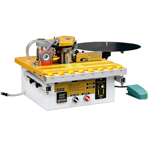 HNBYLMM Plaqueuse de Chants Automatique avec Découpe de Ruban, Plaqueuse de Chants Courbes et Droites 1200W, avec Collage Double Face et Contrôle de La...