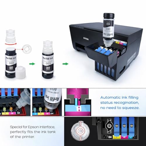 Image of ROHINK 003 Compatible Refill Ink for Epson L3110, L3150, L3250, L3252, L3115, L3116, L3101, L3210, L3215, L3216, L3151, L3152, L3156, L5190 Printers(003 Black Pack 3)
