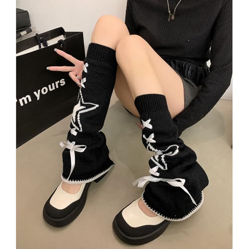 XEPST Leg Warmers Harajuku Leg Warmers Kawaii Leg Warmers for Girls Women, 2 Pairs of Lolita Knit Leg Warmer Socks Gothic Leg Cover for 80s Accessories, 50cm4