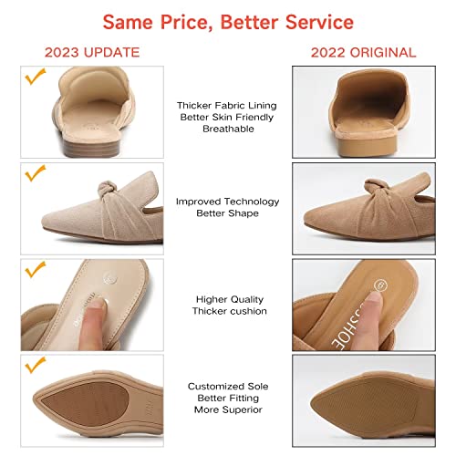 Musshoe Mules For Women Flats Comfortable Pointed Toe Women Mules Backless Loafers With Knot,Black Microfiber 8.5 #TOP3