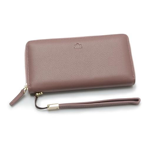 2R Mulberry Leather Zipper Wallet, Long Style, Pink