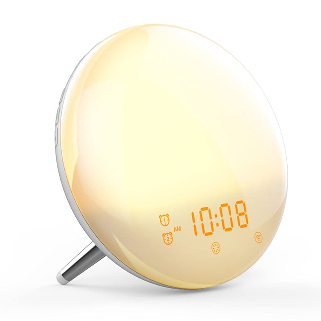 2 Pz Wake Up Light, Sveglia All'alba, Simulazione Alba/Tramonto, Doppio Allarme, Funzione Snooze, 7 Suono Naturale e Radio FM