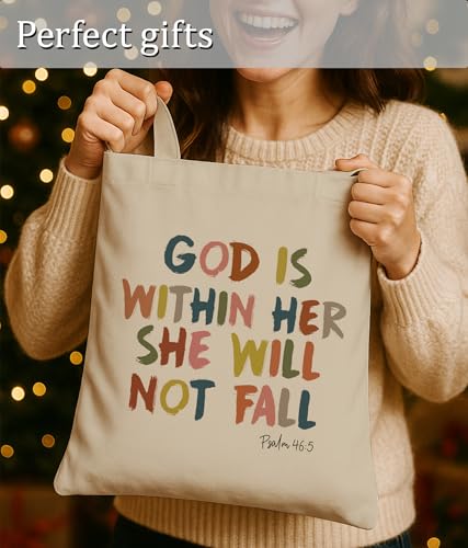 Image of Aesthetic Christian Gifts Tote Bag for Church, Religious Tote Bag for Bible Study, Medium Size with Inner Pocket