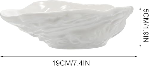 Miniatura 3 de Hemoton Cuenco de cerámica para ostras de 7.5 pulgadas en forma de concha para ensalada de mariscos, sopa decorativa e irregular, cuenco de