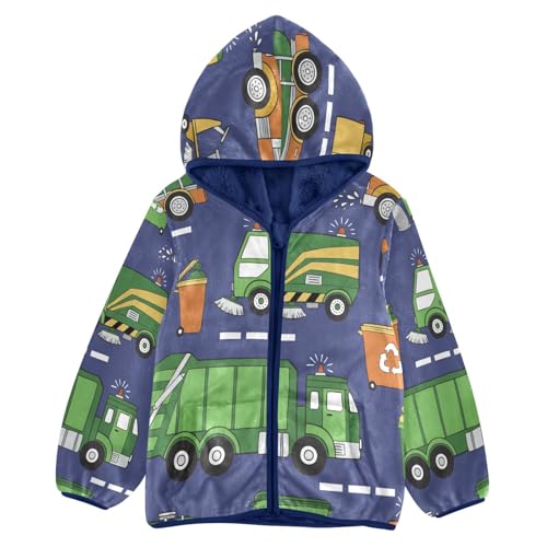 Toddler Fleece Jacket Girl Boys Hooded Fleece Jacket Coat Warm Outwear Zip-up 3-10T