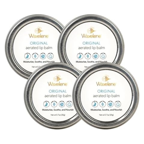 Waxelene Original Aerated Lip Balm Tin 4pc, Best Lip Balm Ever Organic Multipurpose Ointment Baby Eczema Dry Sensitive Skin Body Hand Face Moisturizer Cover