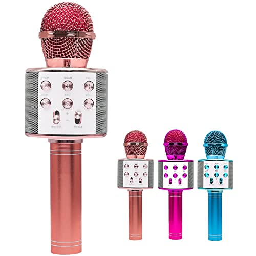 Wepai Micro Karaoke Micro sans Fil, 4-12 Ans Micro Enfant avec Un Son Externe, Une Batterie intégrée de 1800MAH, Convenant à la Maison pour Le KTV, Les fêtes et Les Chants d'enfants（Or Rose）
