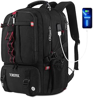 Gym Backpack with Shoe Compartment, Large Travel Backpack for Men Women Airline Approved, 17 Inch Laptop Backpack with USB Charging Port Anti Theft College School Computer Bag Business Work, Black
