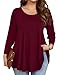 JollieLovin Womens 3/4 Sleeve Loose Fit Swing Tunic Tops Basic T Shirt(2X,Wine Red)