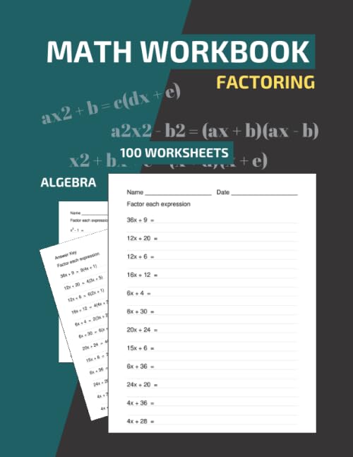 Math Workbook Factoring Algebra 100 worksheets