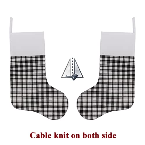 Limbridge Christmas Stockings 6 Pack, 18 Inches Buffalo Plaid Xmas Stockings Wiht Snowflake Print, Classic Christmas Stocking Decorations For Family Holiday Christmas Party Christmas Tree Ornaments #TOP2