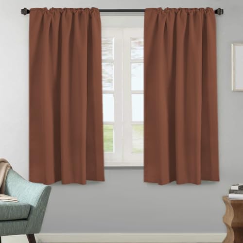 Image of H.VERSAILTEX Blackout Curtains Thermal Insulated Window Treatment Panels Room Darkening Curtains for Bedroom Back Tab /Rod Pocket Small Window Curtains (2 Panels, Washed Spice, 52 x 63 Inch)