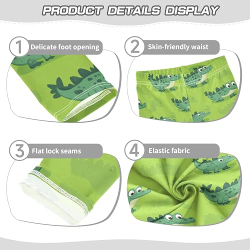 Crocodile Green Cartoon Girls Casual Leggings for Kids Printed Long Pant Bottoms Stretch and Soft3