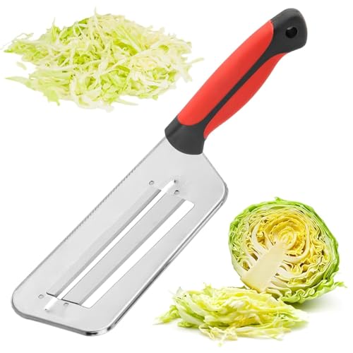 Image of Multi-Functional Stainless Steel Vegetable Peeler with Wooden Handle (Cabbage Hand Slicer Shredder)