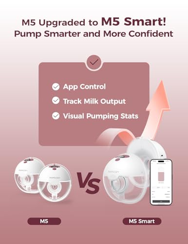 Momcozy M5 Smart APP Controlled Wearable Breast Pump, Hands-Free Wireless Electric Pump, 3 Modes 9 Suction Levels, BPA-Free, Portable Lightweight, 24mm Flange, 2-Pack Cozy Red - Image 3