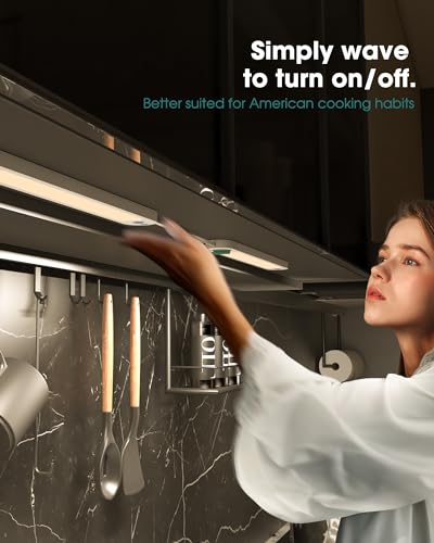 Image of ASOKO Under Cabinet Lights, Motion Sensor Lights Plug in, Warm 2700k Dimmable Wired Closet Lights 3 Pack