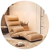 BUJOG Foldable Sofa Lounge Chair with Footrest, Adjustable Game Floor Cushion, Portable Chair Seats for Indoor or Outdoor, Rebound Memory Sponge, Metal Frame, Khaki(Color:Khaki)