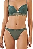 ropa interior victoria secret precio mexico Sintético Women\'secret Braga Tanga DE Encaje Y Tul Braguitas, Verde, Regular para Mujer