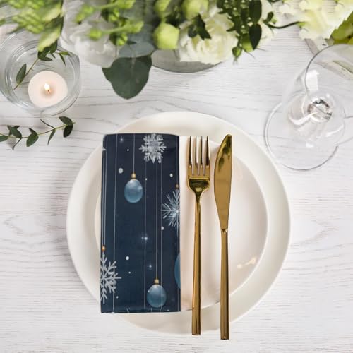 Servilletas de tela navideñas con copos de nieve, set de 6 miniatura 6