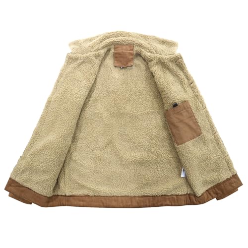 Image of Men's Corduroy Jacket Trucker Coat | Warm corduroy outwear with soft sherpa lining, classic button down outerwear for cold winter daily use