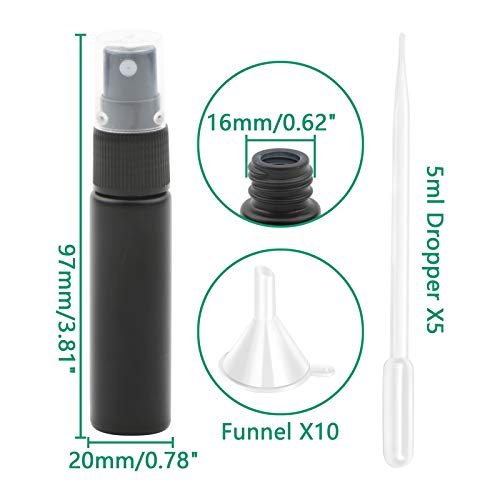 Image of 10pcs Black Glass Spray Bottles 10ml (1 /3oz) Sprayer Bottles Sample Perfume Fine Mist Atomizer Sprayer Vials Tubes Containers for Essential Oils Scent Cosmetic