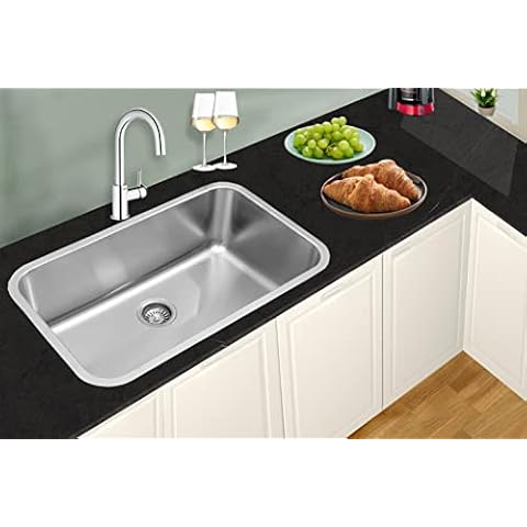 Omeere 75.5 x 46 cm, Built-in Sink, Large Undermount Sink, Stainless Steel, Material Thickness 0.8 mm, Square Kitchen Sink for Undermount Large, Undermount Sink, Large (Built-in Sink) Cover