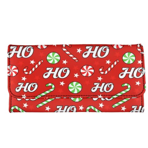Image of AFPANQZ Wallet for Women Credit Card Holder with Coin Purse Zipper Wallet | Christmas Hoho Print Women's Clutch Organizer Long Spacious Trifold Design for Lady