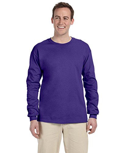 Image of Fruit of the Loom Heavy Cotton Long-Sleeve T-Shirt, Purple, XXX-Large