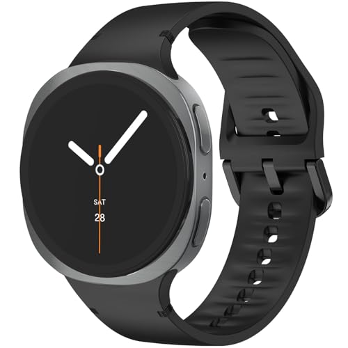VEMIGON Sport Band Compatible with Samsung Galaxy Watch 8/8 Classic, No Gap One Click Soft Silicone Replacement Strap for Galaxy Watch 8 40mm 44mm/8 Classic 46mm, Black, S/M, Casual