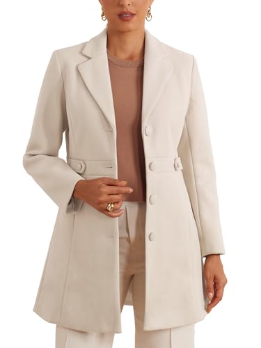 Allegra K Winter Coat for Women's 2024 Notched Lapel Single Breasted Button Down Outerwear Pea Coats