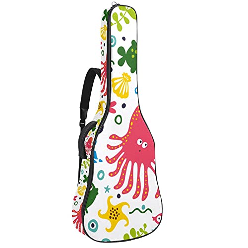 Housse de transport étanche pour guitare acoustique et basse à motif pieuvre